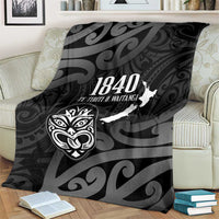 New Zealand 1840 Waitangi Day Blanket Aotearoa Haka Mask - Black Version LT14 - Polynesian Pride