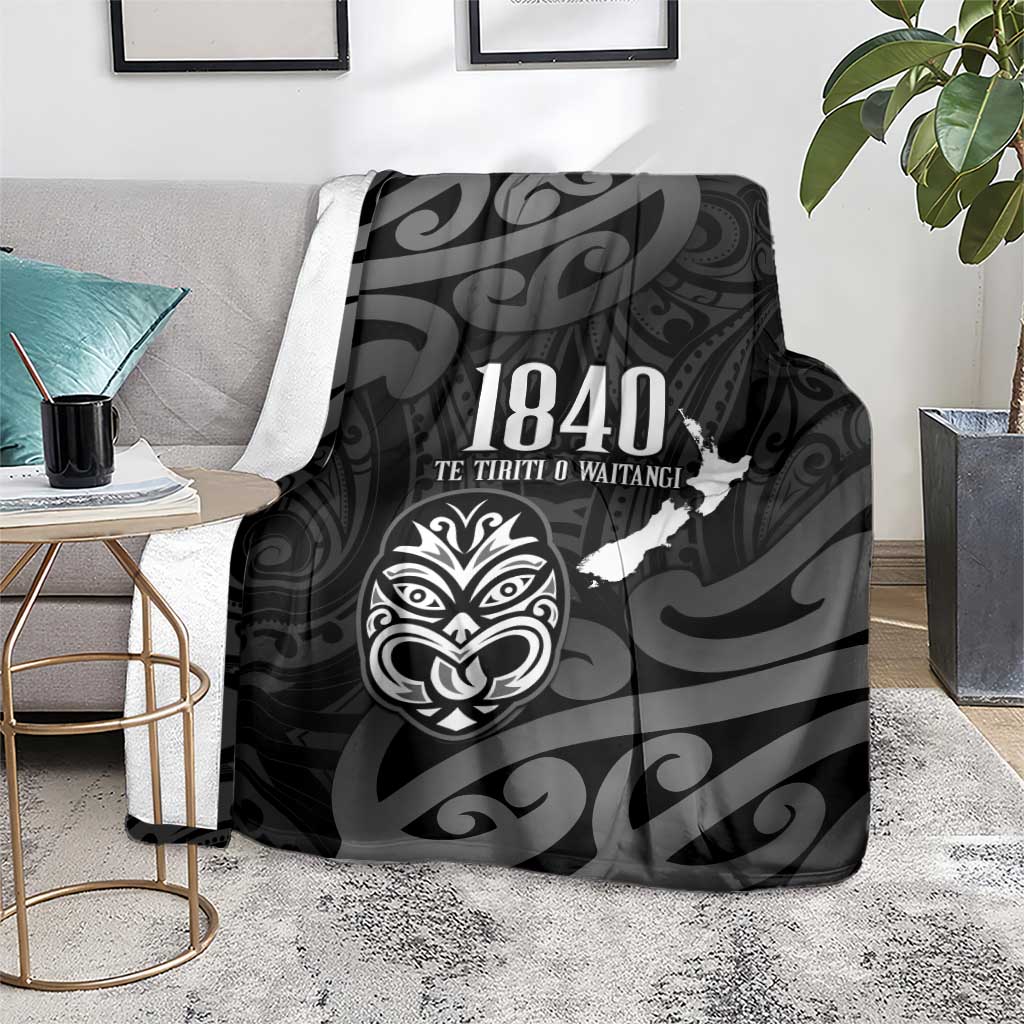 New Zealand 1840 Waitangi Day Blanket Aotearoa Haka Mask - Black Version LT14 - Polynesian Pride