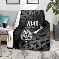 New Zealand 1840 Waitangi Day Blanket Aotearoa Haka Mask - Black Version LT14 - Polynesian Pride