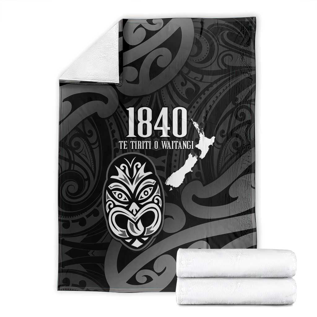 New Zealand 1840 Waitangi Day Blanket Aotearoa Haka Mask - Black Version LT14 - Polynesian Pride