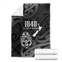 New Zealand 1840 Waitangi Day Blanket Aotearoa Haka Mask - Black Version LT14 - Polynesian Pride