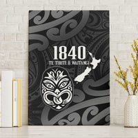 New Zealand 1840 Waitangi Day Canvas Wall Art Aotearoa Haka Mask - Black Version LT14 Without Frame Black - Polynesian Pride