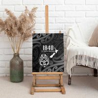 New Zealand 1840 Waitangi Day Canvas Wall Art Aotearoa Haka Mask - Black Version LT14 - Polynesian Pride