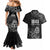 New Zealand 1840 Waitangi Day Couples Matching Mermaid Dress and Hawaiian Shirt Aotearoa Haka Mask - Black Version