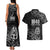 New Zealand 1840 Waitangi Day Couples Matching Tank Maxi Dress and Hawaiian Shirt Aotearoa Haka Mask - Black Version