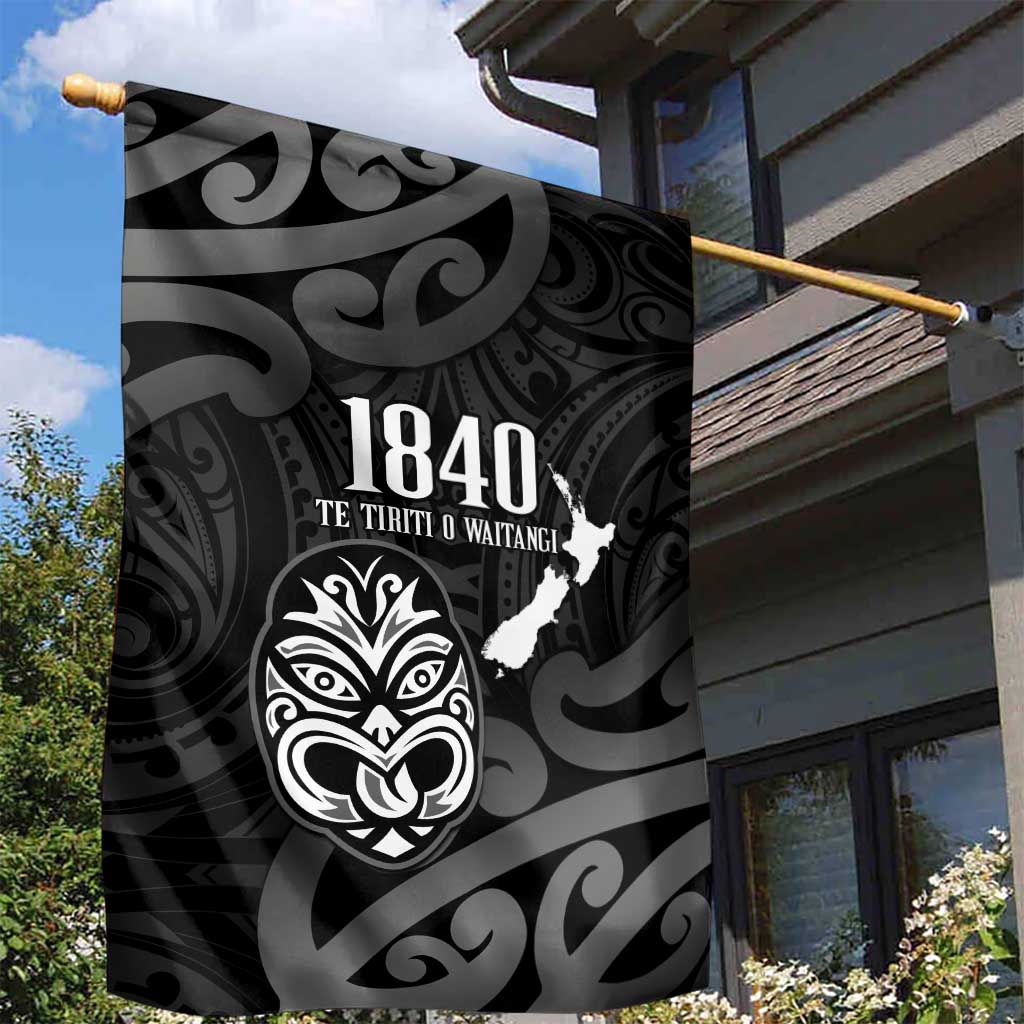 New Zealand 1840 Waitangi Day Garden Flag Aotearoa Haka Mask - Black Version LT14 - Polynesian Pride