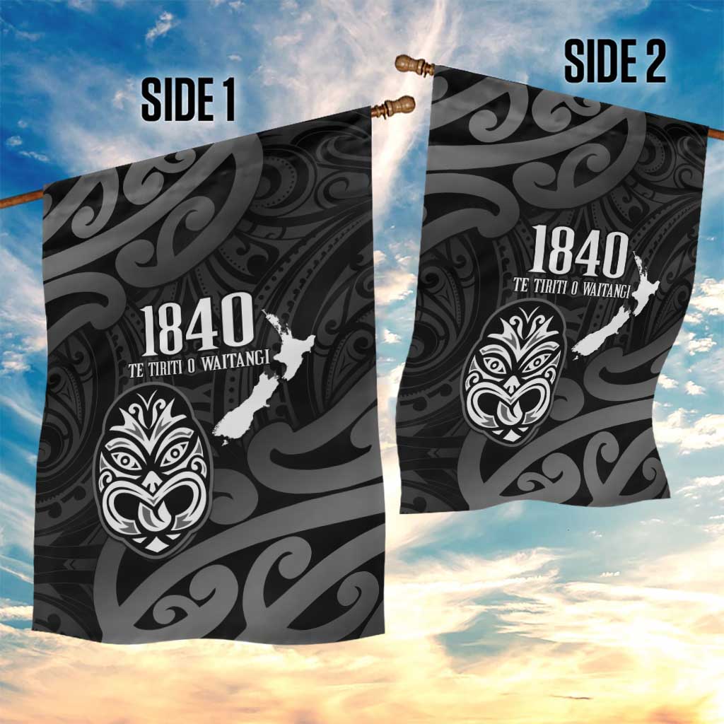 New Zealand 1840 Waitangi Day Garden Flag Aotearoa Haka Mask - Black Version LT14 - Polynesian Pride