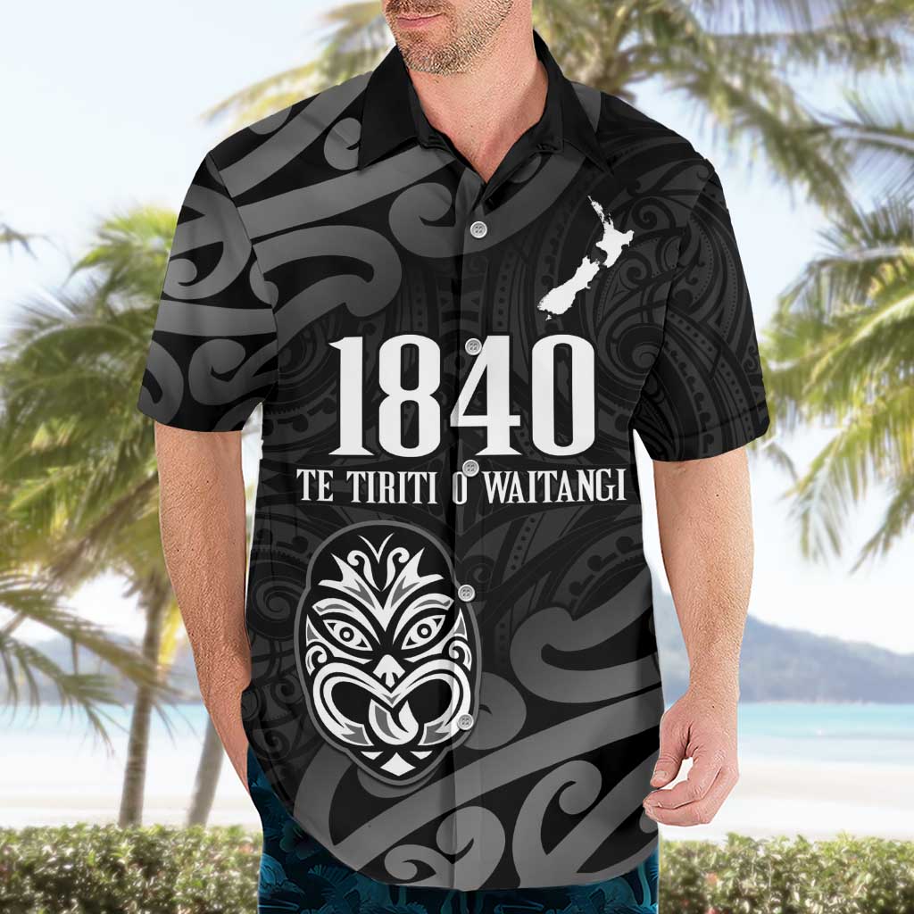 New Zealand 1840 Waitangi Day Hawaiian Shirt Aotearoa Haka Mask - Black Version LT14 - Polynesian Pride
