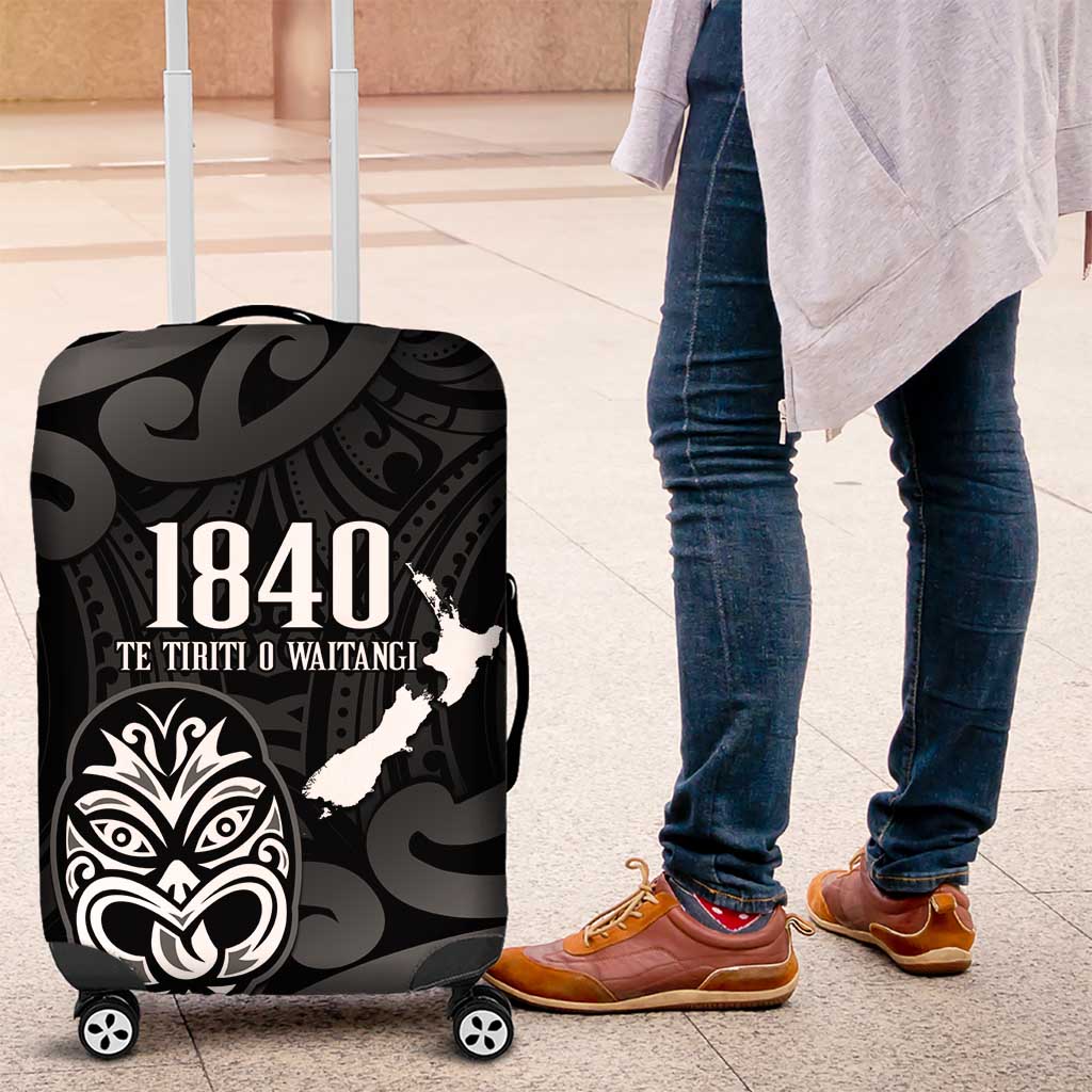 New Zealand 1840 Waitangi Day Luggage Cover Aotearoa Haka Mask - Black Version