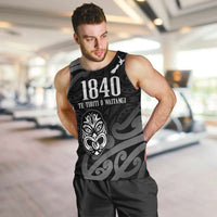 New Zealand 1840 Waitangi Day Men Tank Top Aotearoa Haka Mask - Black Version LT14 Black - Polynesian Pride