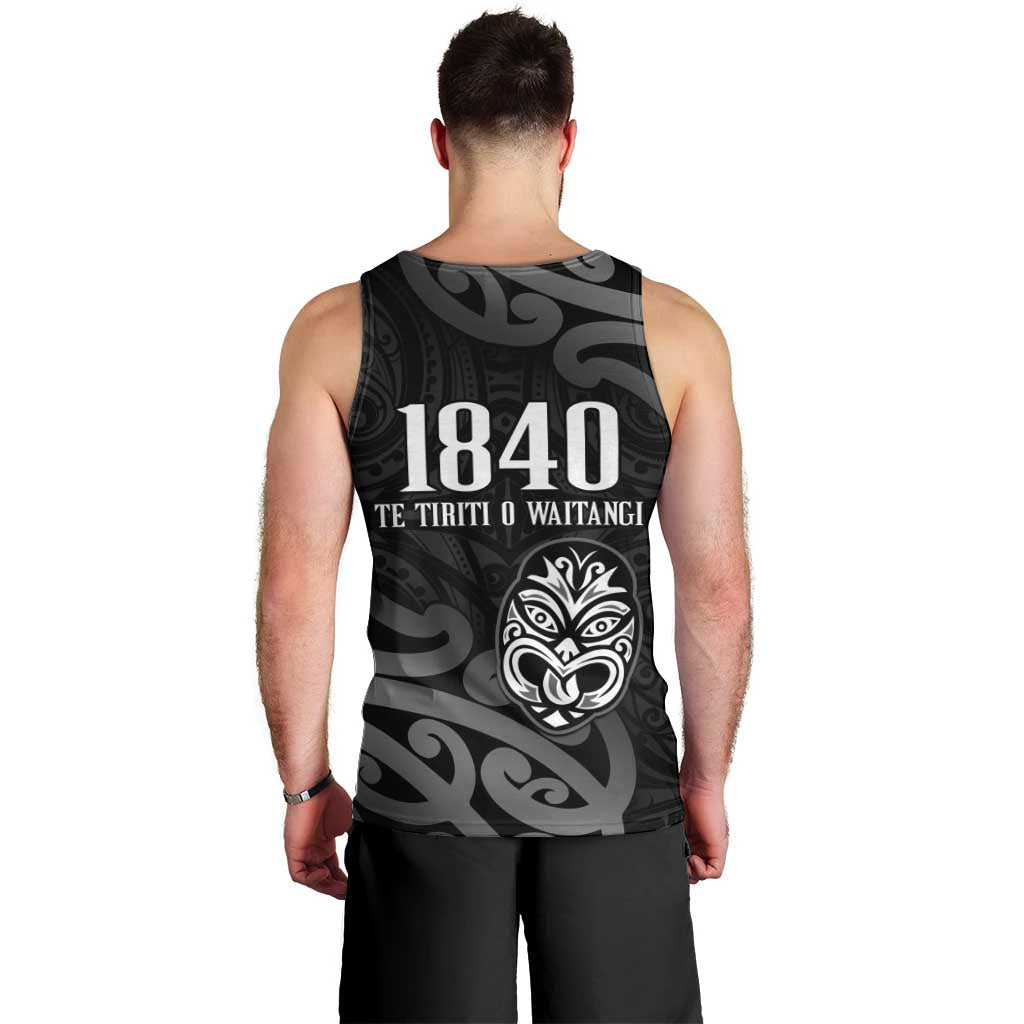 New Zealand 1840 Waitangi Day Men Tank Top Aotearoa Haka Mask - Black Version LT14 - Polynesian Pride