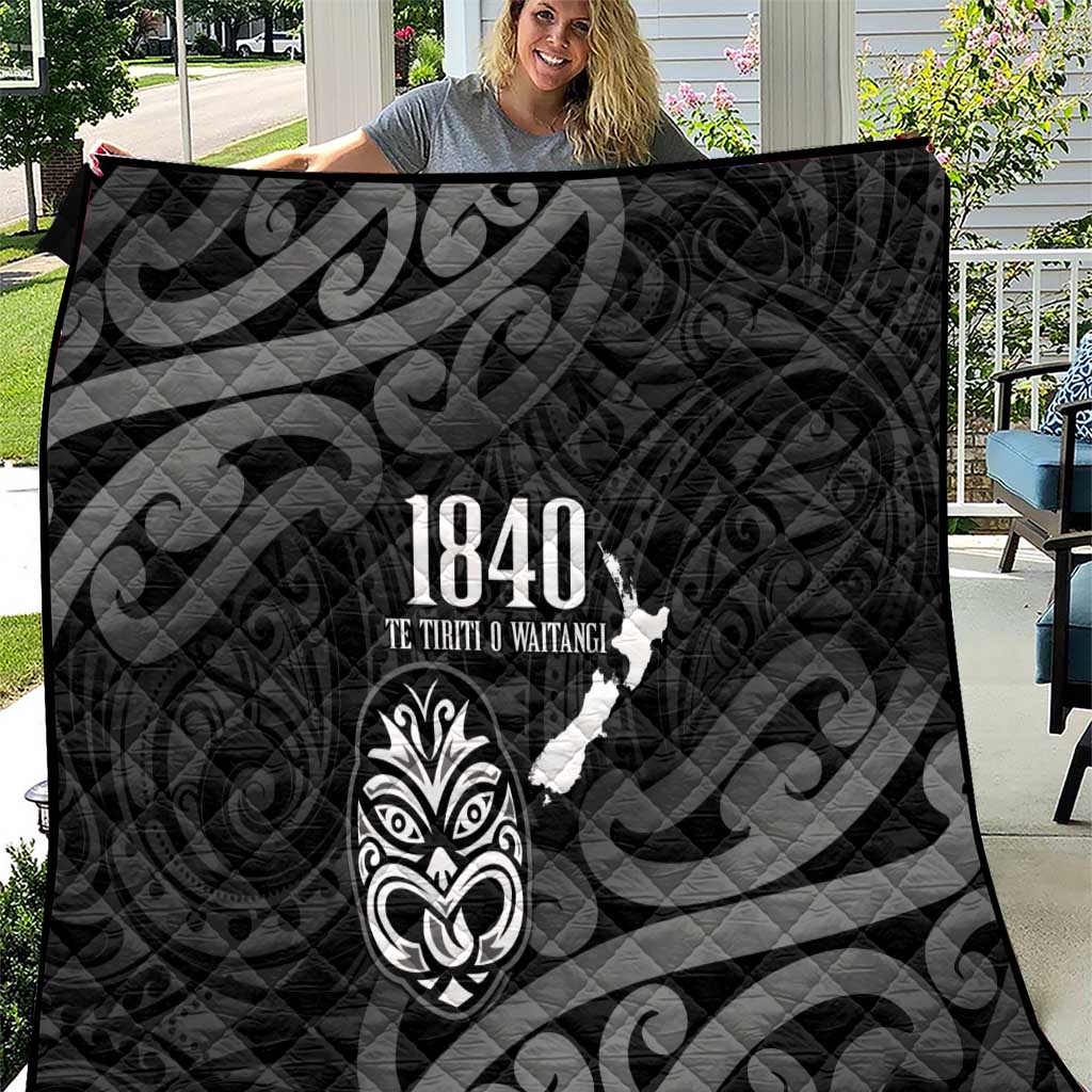 New Zealand 1840 Waitangi Day Quilt Aotearoa Haka Mask - Black Version