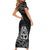 New Zealand 1840 Waitangi Day Short Sleeve Bodycon Dress Aotearoa Haka Mask - Black Version