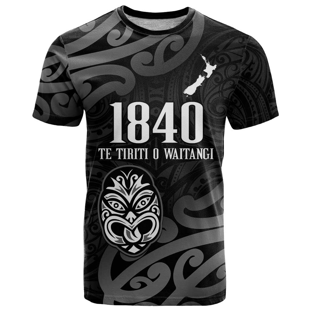 New Zealand 1840 Waitangi Day T Shirt Aotearoa Haka Mask - Black Version