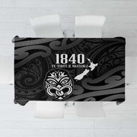 New Zealand 1840 Waitangi Day Tablecloth Aotearoa Haka Mask - Black Version LT14 Black - Polynesian Pride