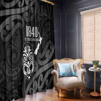 New Zealand 1840 Waitangi Day Window Curtain Aotearoa Haka Mask - Black Version LT14 - Polynesian Pride