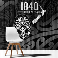 New Zealand 1840 Waitangi Day Window Curtain Aotearoa Haka Mask - Black Version LT14 - Polynesian Pride
