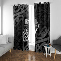 New Zealand 1840 Waitangi Day Window Curtain Aotearoa Haka Mask - Black Version LT14 With Grommets Black - Polynesian Pride