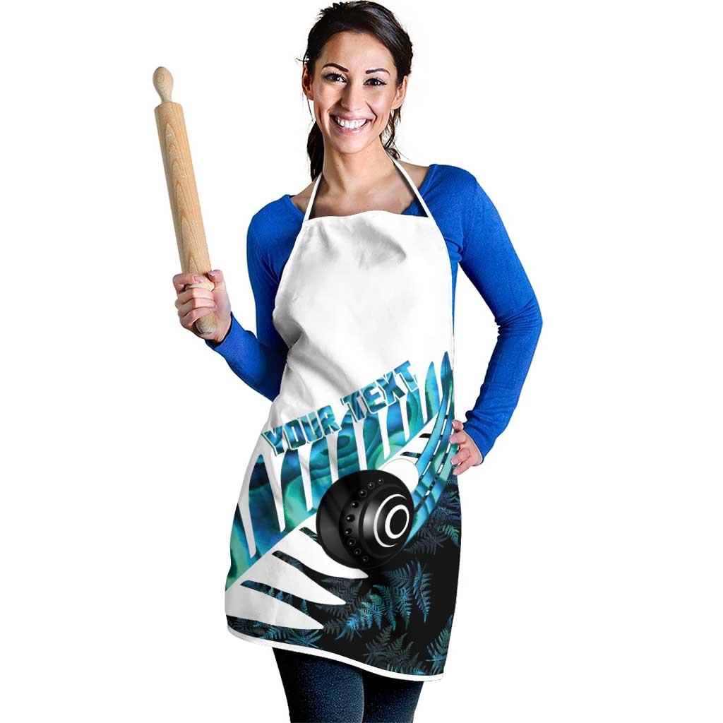 New Zealand Lawn Bowls Custom Apron Aotearoa Silver Fern Paua Shell - Polynesian Pride