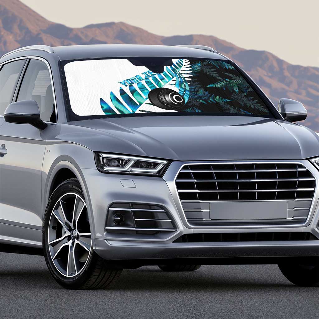 New Zealand Lawn Bowls Custom Auto Sun Shade Aotearoa Silver Fern Paua Shell - Polynesian Pride