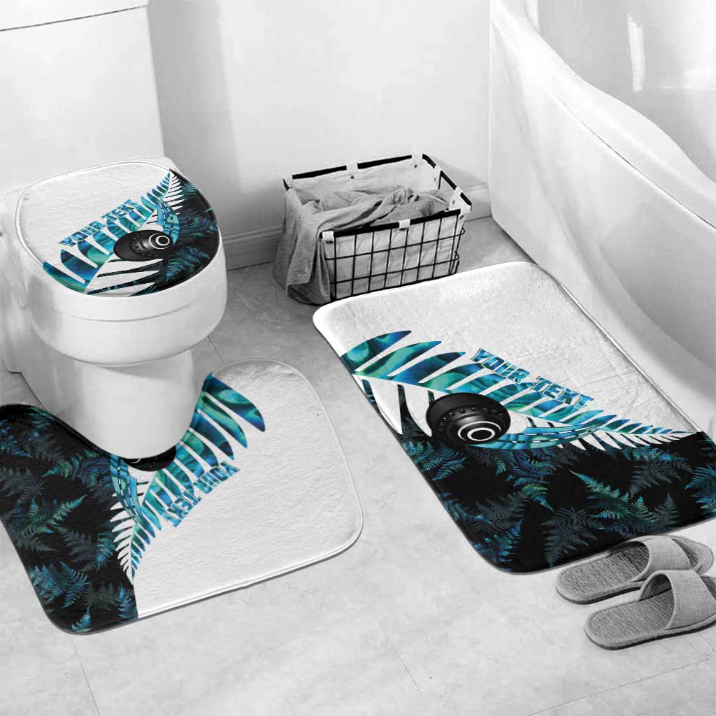 New Zealand Lawn Bowls Custom Bathroom Set Aotearoa Silver Fern Paua Shell - Polynesian Pride