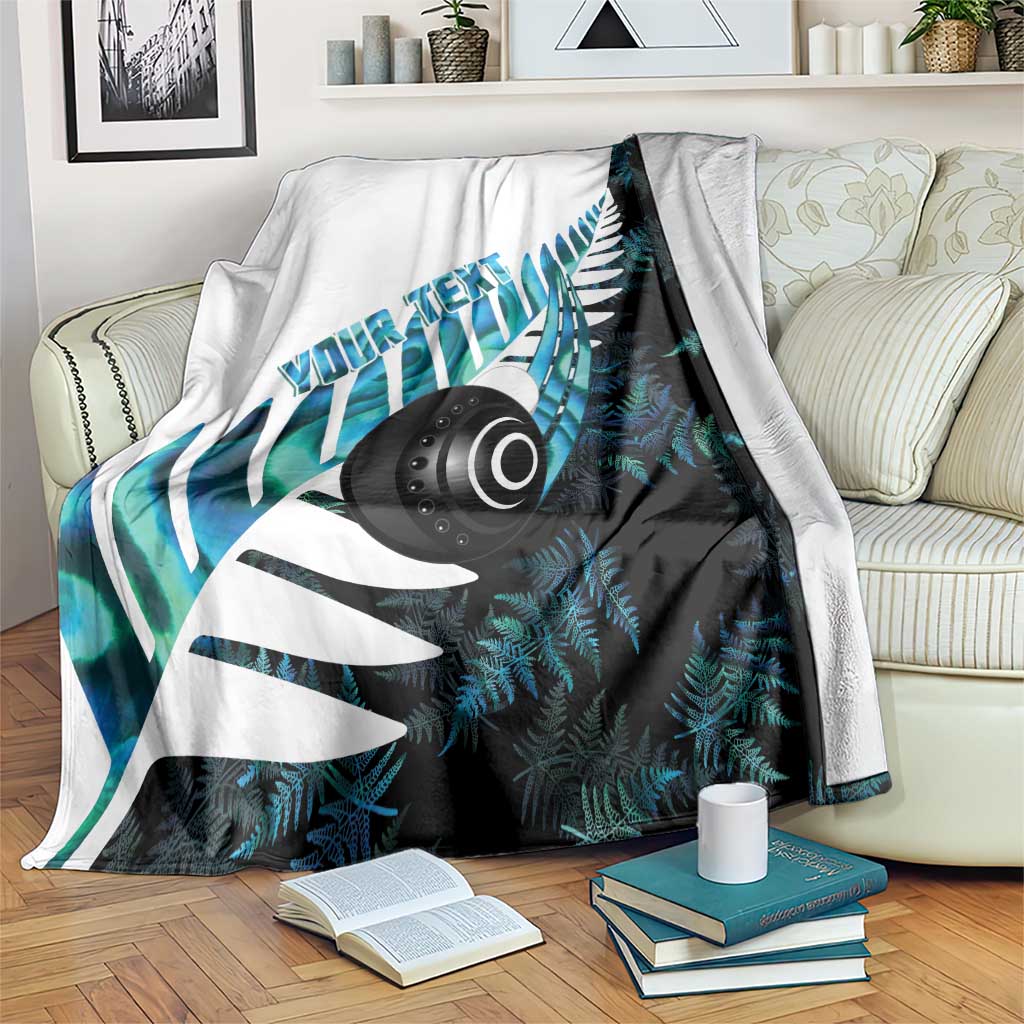 New Zealand Lawn Bowls Custom Blanket Aotearoa Silver Fern Paua Shell - Polynesian Pride