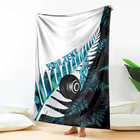 New Zealand Lawn Bowls Custom Blanket Aotearoa Silver Fern Paua Shell - Polynesian Pride