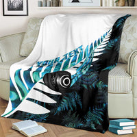 New Zealand Lawn Bowls Custom Blanket Aotearoa Silver Fern Paua Shell - Polynesian Pride