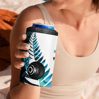 New Zealand Lawn Bowls Custom 4 in 1 Can Cooler Tumbler Aotearoa Silver Fern Paua Shell - Polynesian Pride