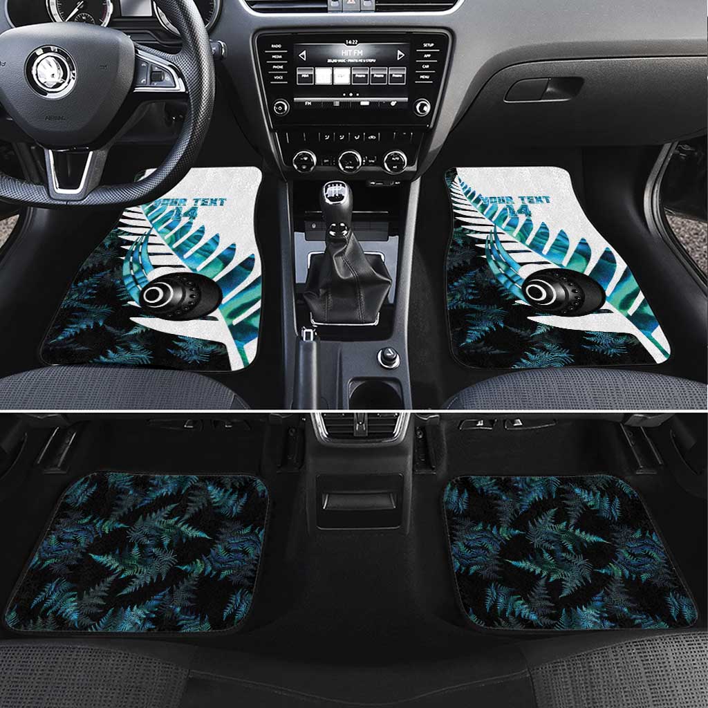 New Zealand Lawn Bowls Custom Car Mats Aotearoa Silver Fern Paua Shell - Polynesian Pride