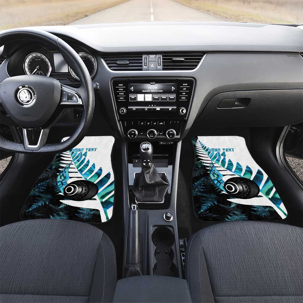 New Zealand Lawn Bowls Custom Car Mats Aotearoa Silver Fern Paua Shell - Polynesian Pride