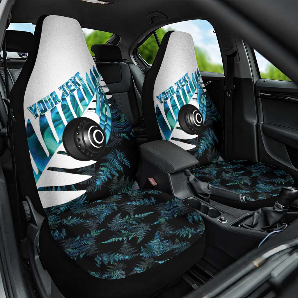 New Zealand Lawn Bowls Custom Car Seat Cover Aotearoa Silver Fern Paua Shell - Polynesian Pride