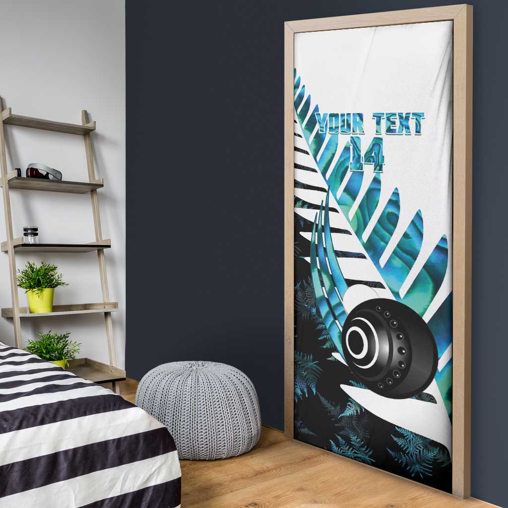 New Zealand Lawn Bowls Custom Door Cover Aotearoa Silver Fern Paua Shell - Polynesian Pride