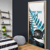 New Zealand Lawn Bowls Custom Door Cover Aotearoa Silver Fern Paua Shell - Polynesian Pride