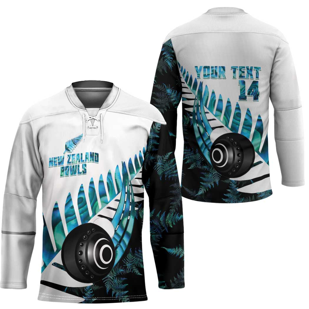 New Zealand Lawn Bowls Custom Hockey Jersey Aotearoa Silver Fern Paua Shell - Polynesian Pride