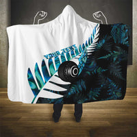 New Zealand Lawn Bowls Custom Hooded Blanket Aotearoa Silver Fern Paua Shell - Polynesian Pride