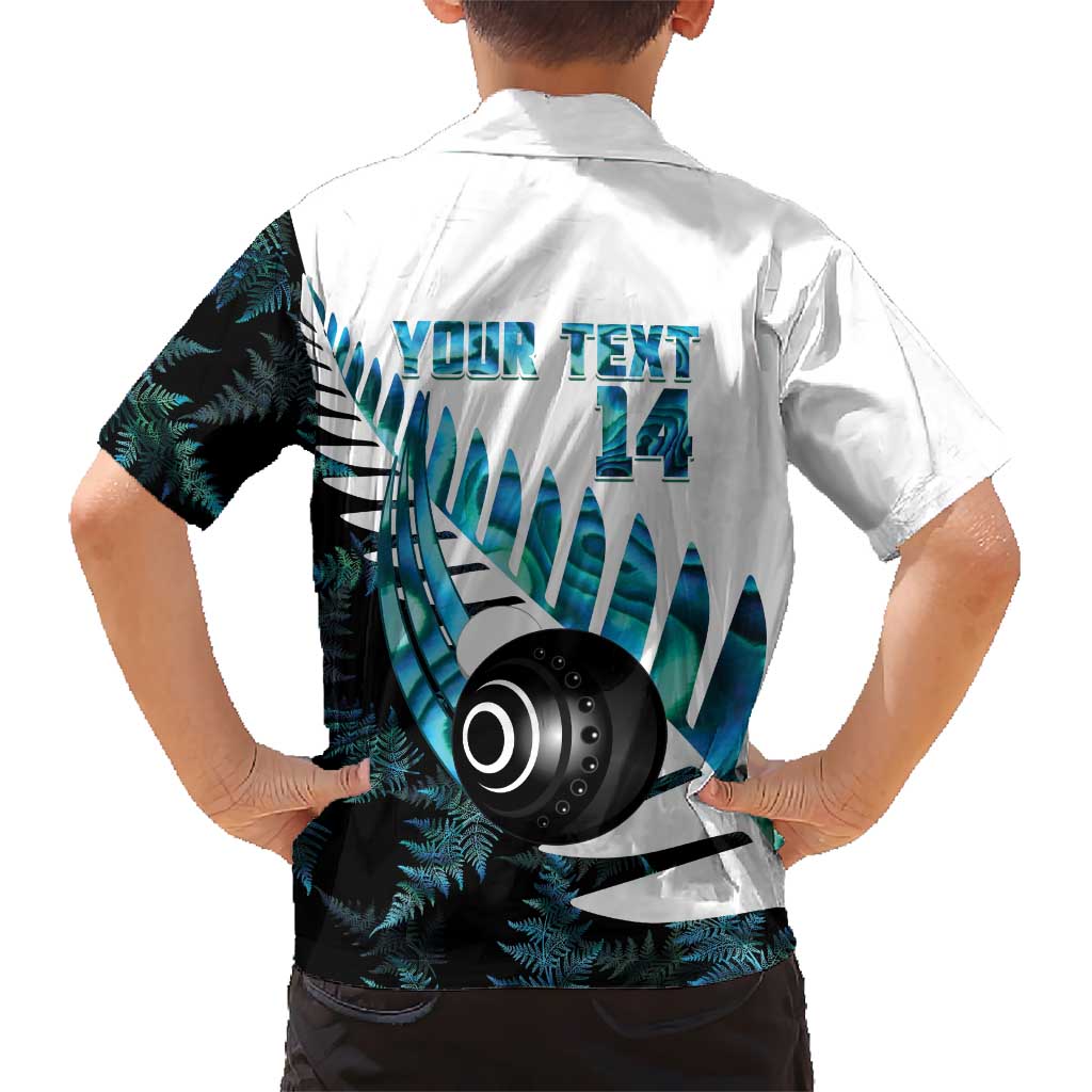 New Zealand Lawn Bowls Custom Kid Hawaiian Shirt Aotearoa Silver Fern Paua Shell - Polynesian Pride