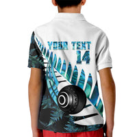 New Zealand Lawn Bowls Custom Kid Polo Shirt Aotearoa Silver Fern Paua Shell - Polynesian Pride