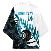 New Zealand Lawn Bowls Custom Kimono Aotearoa Silver Fern Paua Shell - Polynesian Pride
