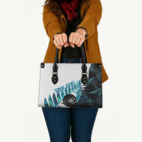 New Zealand Lawn Bowls Custom Leather Bag Aotearoa Silver Fern Paua Shell - Polynesian Pride