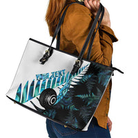 New Zealand Lawn Bowls Custom Leather Tote Bag Aotearoa Silver Fern Paua Shell - Polynesian Pride