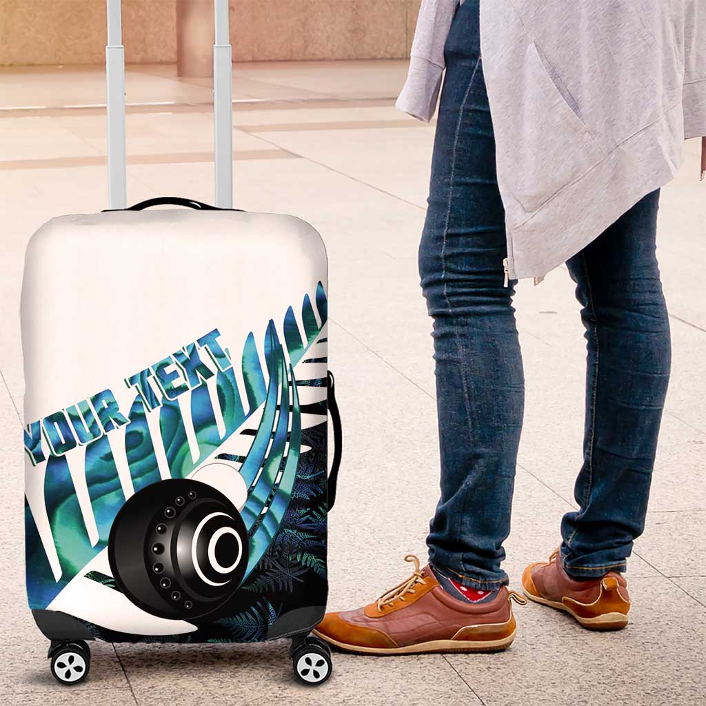 New Zealand Lawn Bowls Custom Luggage Cover Aotearoa Silver Fern Paua Shell - Polynesian Pride