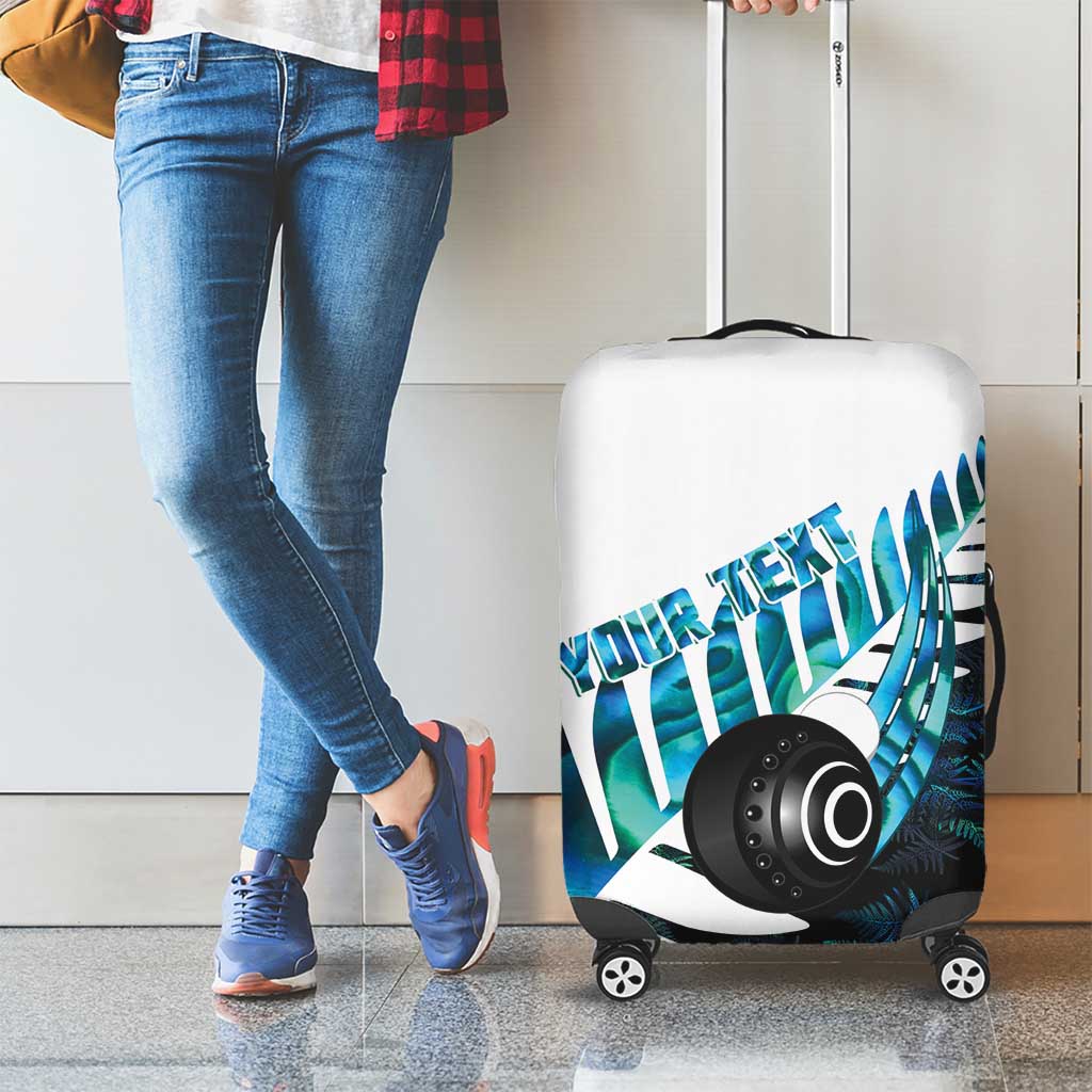 New Zealand Lawn Bowls Custom Luggage Cover Aotearoa Silver Fern Paua Shell - Polynesian Pride