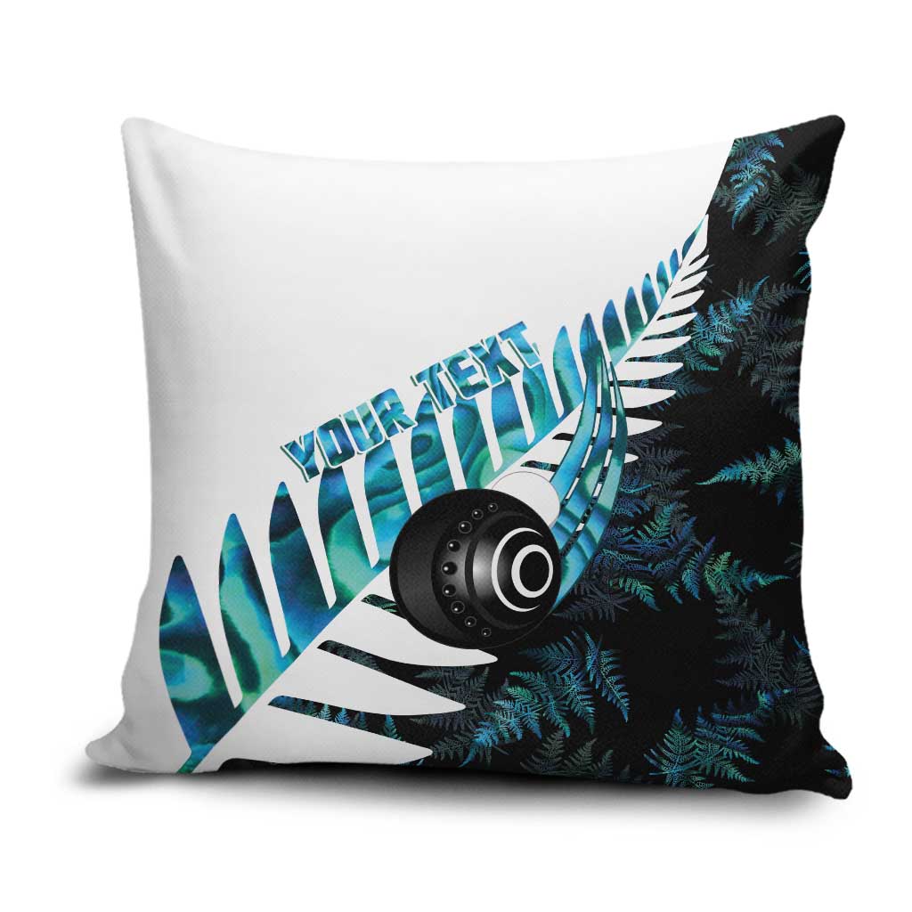 New Zealand Lawn Bowls Custom Pillow Cover Aotearoa Silver Fern Paua Shell - Polynesian Pride