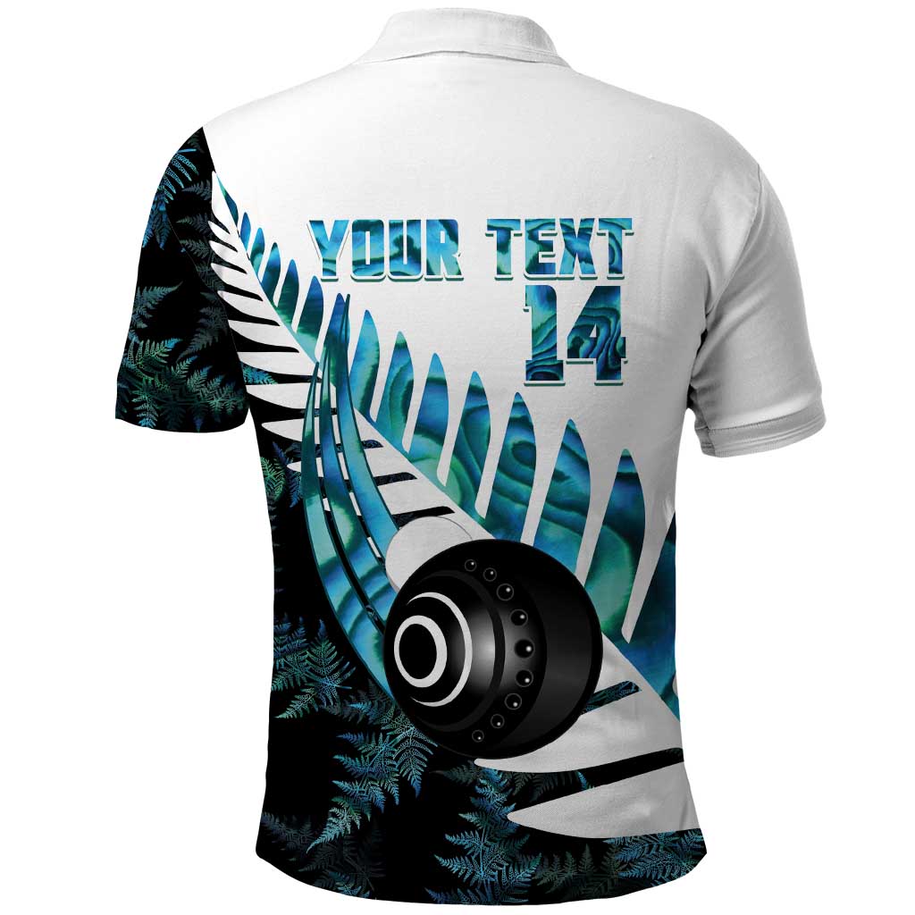New Zealand Lawn Bowls Custom Polo Shirt Aotearoa Silver Fern Paua Shell - Polynesian Pride