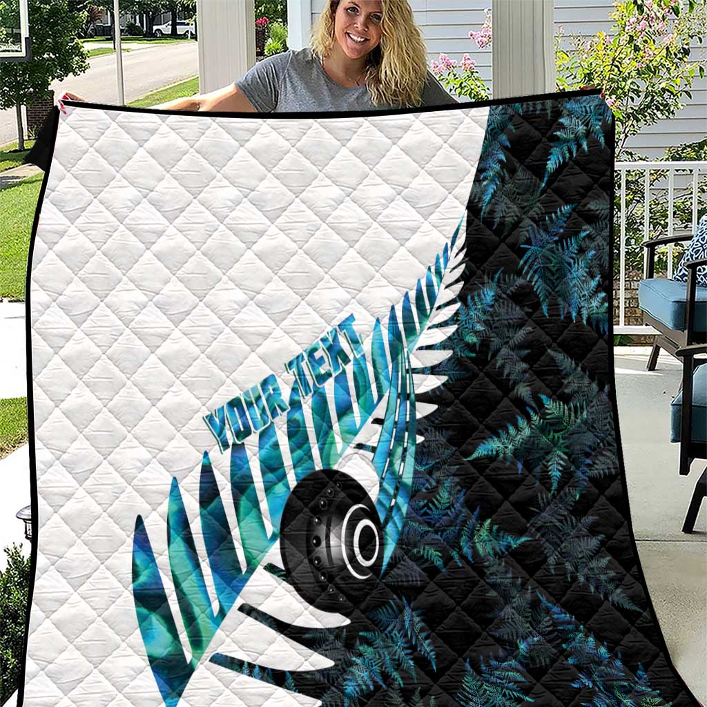 New Zealand Lawn Bowls Custom Quilt Aotearoa Silver Fern Paua Shell - Polynesian Pride