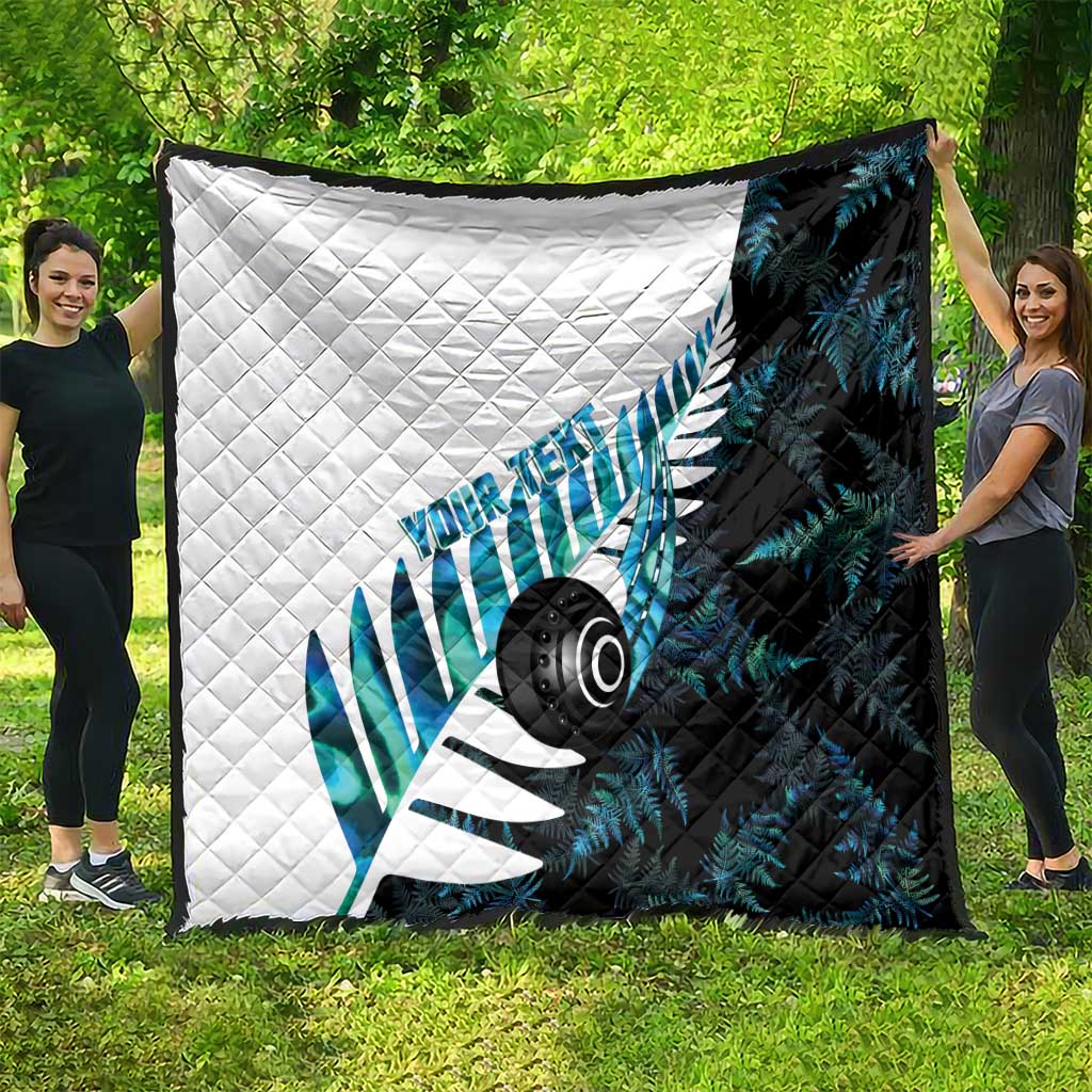 New Zealand Lawn Bowls Custom Quilt Aotearoa Silver Fern Paua Shell - Polynesian Pride