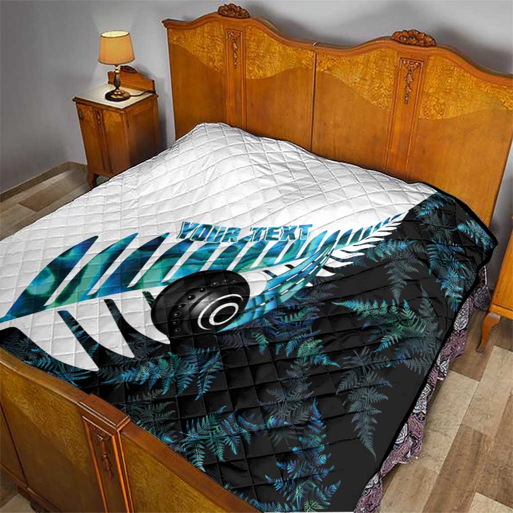 New Zealand Lawn Bowls Custom Quilt Aotearoa Silver Fern Paua Shell - Polynesian Pride