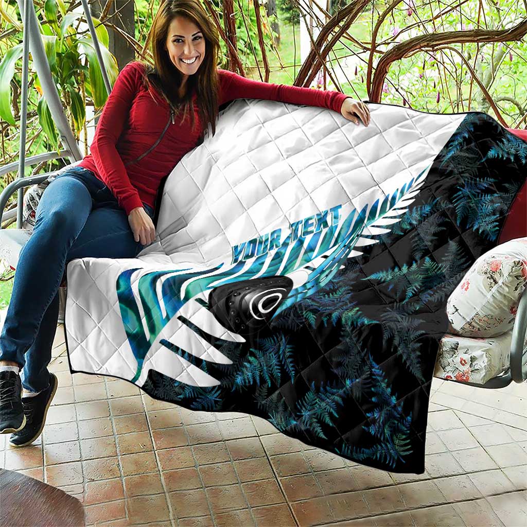 New Zealand Lawn Bowls Custom Quilt Aotearoa Silver Fern Paua Shell - Polynesian Pride