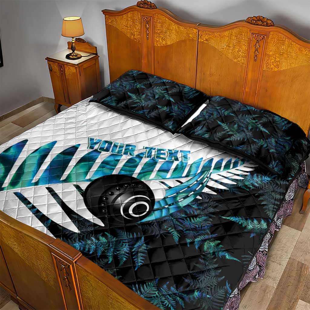 New Zealand Lawn Bowls Custom Quilt Bed Set Aotearoa Silver Fern Paua Shell - Polynesian Pride